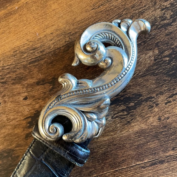 Vintage 90s Brighton Black Leather Belt - Picture 5 of 9